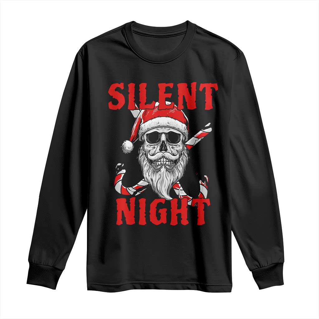 Silent Night Skull Christmas Long Sleeve Shirt Creepy Santa Gothic Holiday TS02 Black Print Your Wear