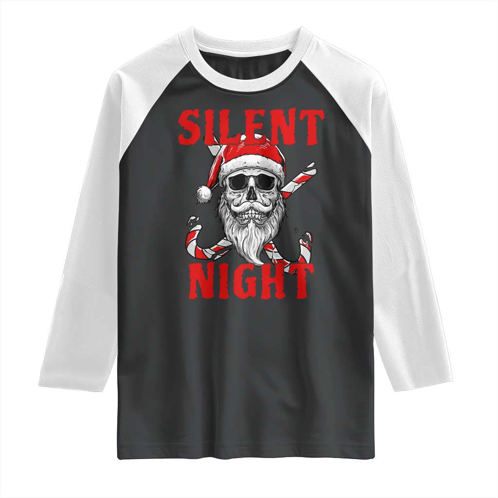 Silent Night Skull Christmas Raglan Shirt Creepy Santa Gothic Holiday TS02 Black White Print Your Wear