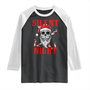 Silent Night Skull Christmas Raglan Shirt Creepy Santa Gothic Holiday TS02 Black White Print Your Wear