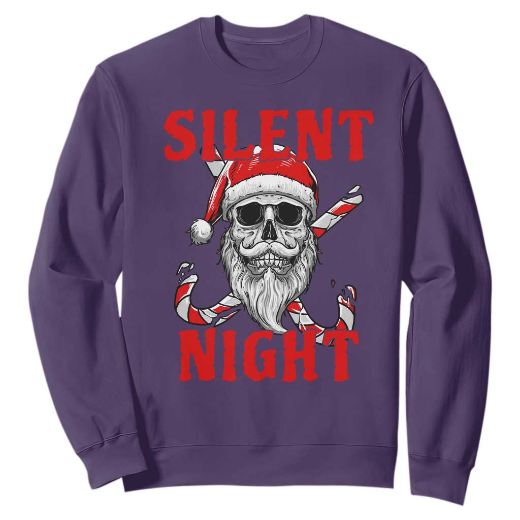 Silent Night Skull Christmas Sweatshirt Creepy Santa Gothic Holiday TS02 Purple Print Your Wear