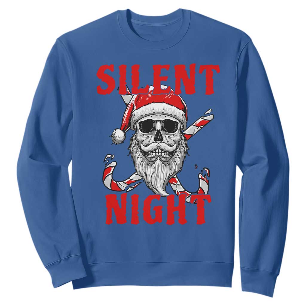 Silent Night Skull Christmas Sweatshirt Creepy Santa Gothic Holiday TS02 Royal Blue Print Your Wear