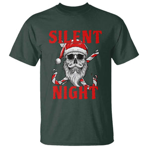 Silent Night Skull Christmas T Shirt Creepy Santa Gothic Holiday TS02 Dark Forest Green Print Your Wear