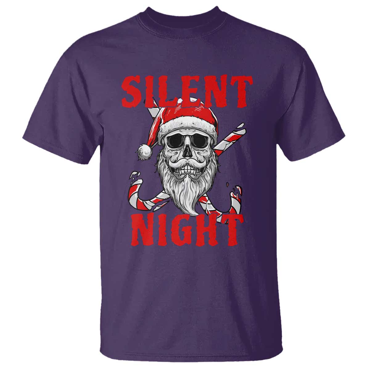 Silent Night Skull Christmas T Shirt Creepy Santa Gothic Holiday TS02 Purple Print Your Wear