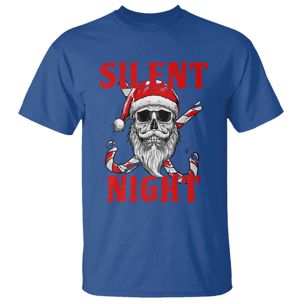 Silent Night Skull Christmas T Shirt Creepy Santa Gothic Holiday TS02 Royal Blue Print Your Wear