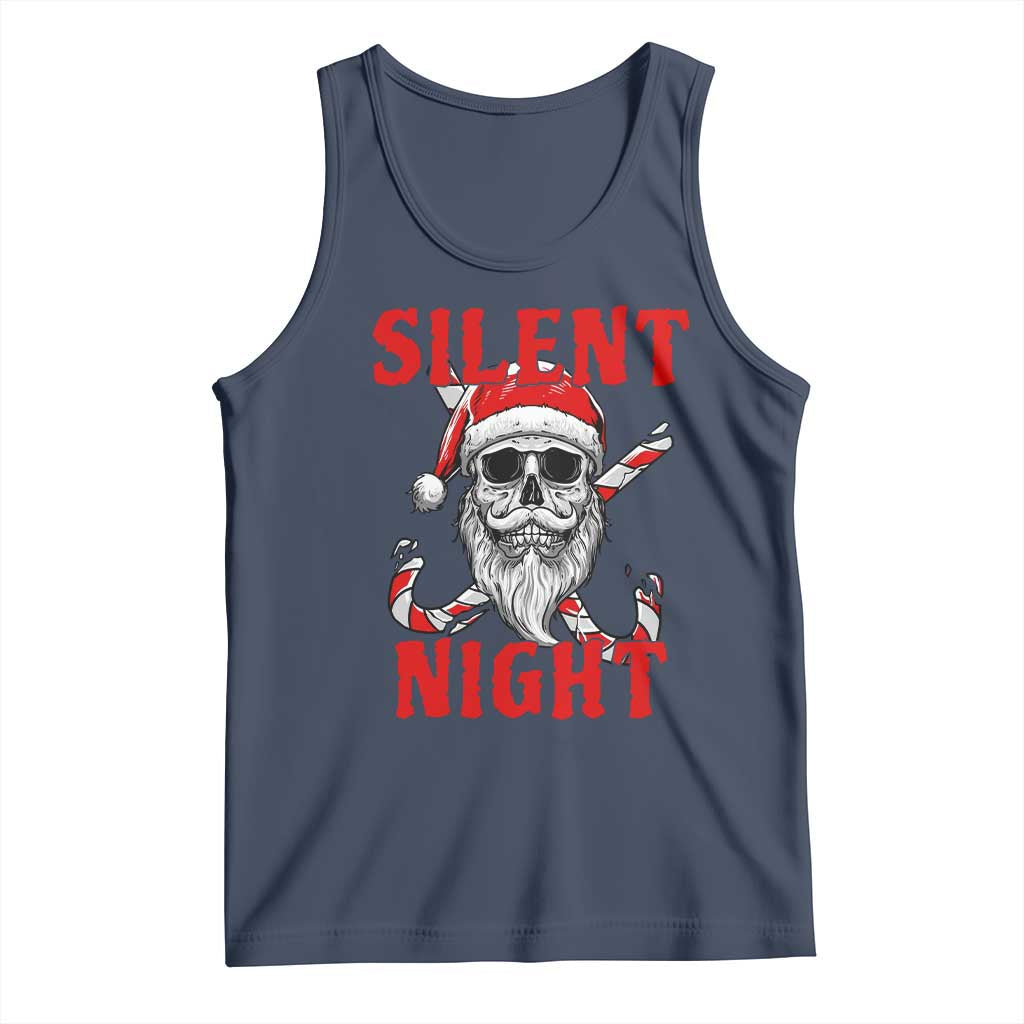 Silent Night Skull Christmas Tank Top Creepy Santa Gothic Holiday TS02 Navy Print Your Wear