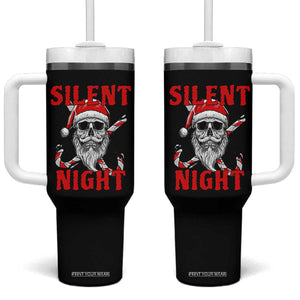Silent Night Skull Christmas Tumbler With Handle Creepy Santa Gothic Holiday TS02 One Size: 40 oz Black Print Your Wear