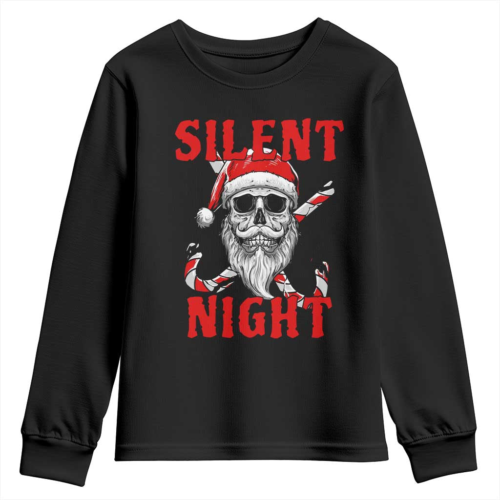 Silent Night Skull Christmas Youth Sweatshirt Creepy Santa Gothic Holiday TS02 Black Print Your Wear