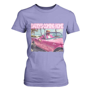 Trump Won 2024 T Shirt For Women Daddy's Coming Home Funny Pink TS02 Violet Print Your Wear