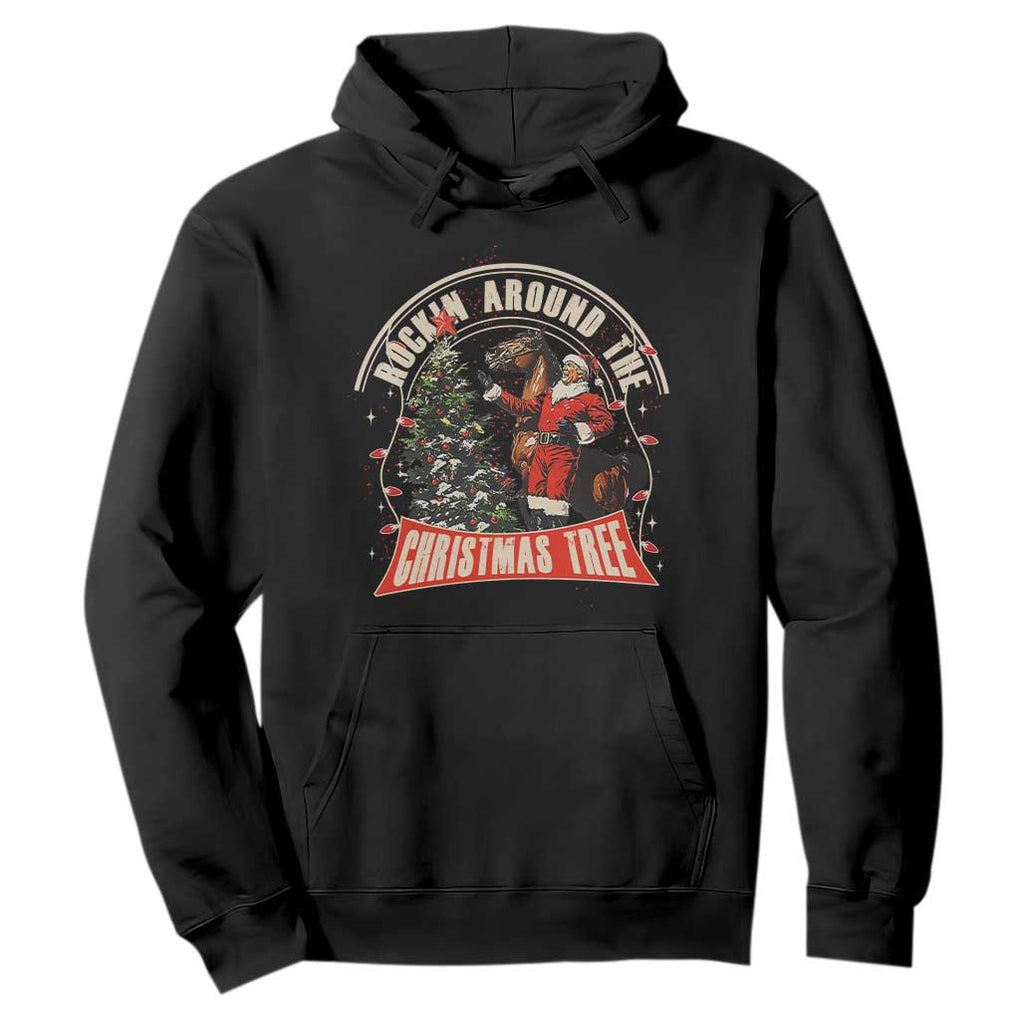 Christmas Trump Cowboy Hoodie Rocking Around The Xmas Tree Horse Rider Santa Donald TS02 Black Print Your Wear