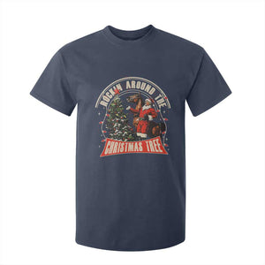 Christmas Trump Cowboy T Shirt For Kid Rocking Around The Xmas Tree Horse Rider Santa Donald TS02 Navy Print Your Wear