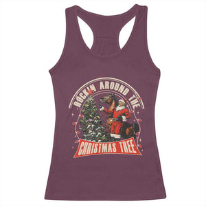 Christmas Trump Cowboy Racerback Tank Top Rocking Around The Xmas Tree Horse Rider Santa Donald TS02 Maroon Print Your Wear