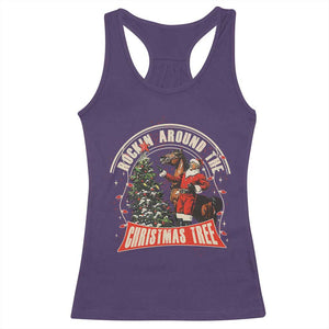 Christmas Trump Cowboy Racerback Tank Top Rocking Around The Xmas Tree Horse Rider Santa Donald TS02 Purple Print Your Wear