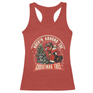 Christmas Trump Cowboy Racerback Tank Top Rocking Around The Xmas Tree Horse Rider Santa Donald TS02 Red Print Your Wear