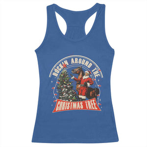 Christmas Trump Cowboy Racerback Tank Top Rocking Around The Xmas Tree Horse Rider Santa Donald TS02 Royal Blue Print Your Wear