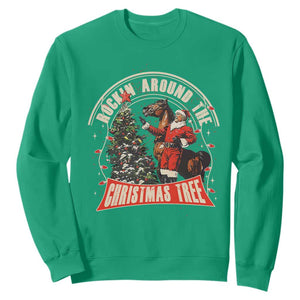 Christmas Trump Cowboy Sweatshirt Rocking Around The Xmas Tree Horse Rider Santa Donald TS02 Irish Green Print Your Wear