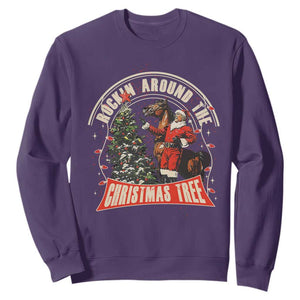 Christmas Trump Cowboy Sweatshirt Rocking Around The Xmas Tree Horse Rider Santa Donald TS02 Purple Print Your Wear