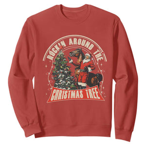 Christmas Trump Cowboy Sweatshirt Rocking Around The Xmas Tree Horse Rider Santa Donald TS02 Red Print Your Wear