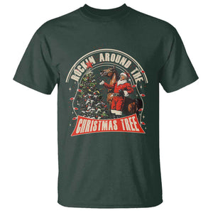 Christmas Trump Cowboy T Shirt Rocking Around The Xmas Tree Horse Rider Santa Donald TS02 Dark Forest Green Print Your Wear