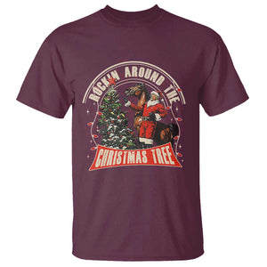 Christmas Trump Cowboy T Shirt Rocking Around The Xmas Tree Horse Rider Santa Donald TS02 Maroon Print Your Wear