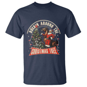 Christmas Trump Cowboy T Shirt Rocking Around The Xmas Tree Horse Rider Santa Donald TS02 Navy Print Your Wear