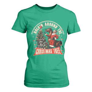 Christmas Trump Cowboy T Shirt For Women Rocking Around The Xmas Tree Horse Rider Santa Donald TS02 Irish Green Print Your Wear