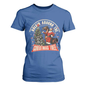 Christmas Trump Cowboy T Shirt For Women Rocking Around The Xmas Tree Horse Rider Santa Donald TS02 Royal Blue Print Your Wear