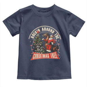 Christmas Trump Cowboy Toddler T Shirt Rocking Around The Xmas Tree Horse Rider Santa Donald TS02 Navy Print Your Wear