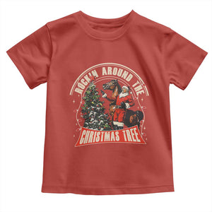 Christmas Trump Cowboy Toddler T Shirt Rocking Around The Xmas Tree Horse Rider Santa Donald TS02 Red Print Your Wear