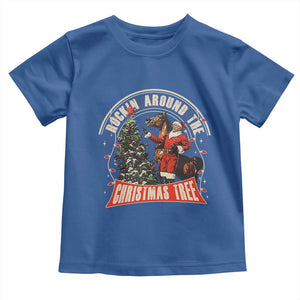 Christmas Trump Cowboy Toddler T Shirt Rocking Around The Xmas Tree Horse Rider Santa Donald TS02 Royal Blue Print Your Wear