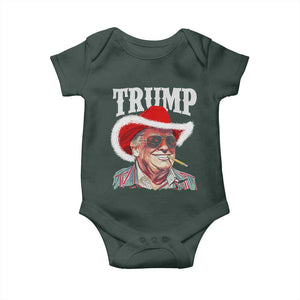 Christmas Trump Cowboy Baby Onesie Santa Donald TS02 Dark Forest Green Print Your Wear