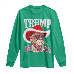 Christmas Trump Cowboy Long Sleeve Shirt Santa Donald TS02 Irish Green Print Your Wear