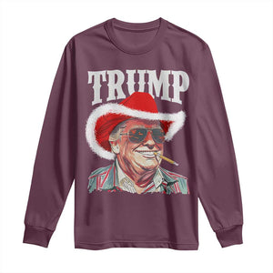 Christmas Trump Cowboy Long Sleeve Shirt Santa Donald TS02 Maroon Print Your Wear