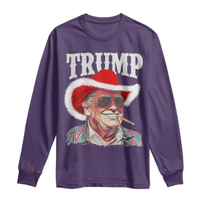 Christmas Trump Cowboy Long Sleeve Shirt Santa Donald TS02 Purple Print Your Wear