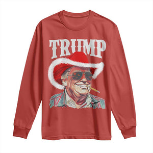 Christmas Trump Cowboy Long Sleeve Shirt Santa Donald TS02 Red Print Your Wear