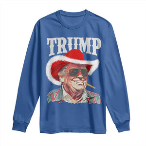 Christmas Trump Cowboy Long Sleeve Shirt Santa Donald TS02 Royal Blue Print Your Wear