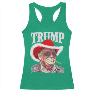 Christmas Trump Cowboy Racerback Tank Top Santa Donald TS02 Irish Green Print Your Wear