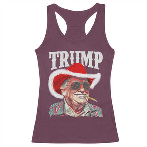 Christmas Trump Cowboy Racerback Tank Top Santa Donald TS02 Maroon Print Your Wear