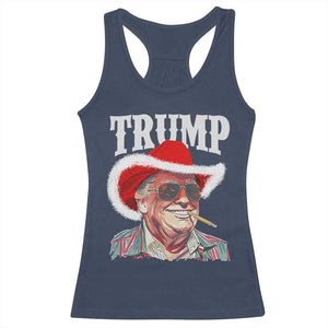 Christmas Trump Cowboy Racerback Tank Top Santa Donald TS02 Navy Print Your Wear