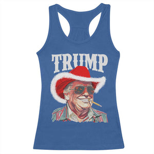 Christmas Trump Cowboy Racerback Tank Top Santa Donald TS02 Royal Blue Print Your Wear