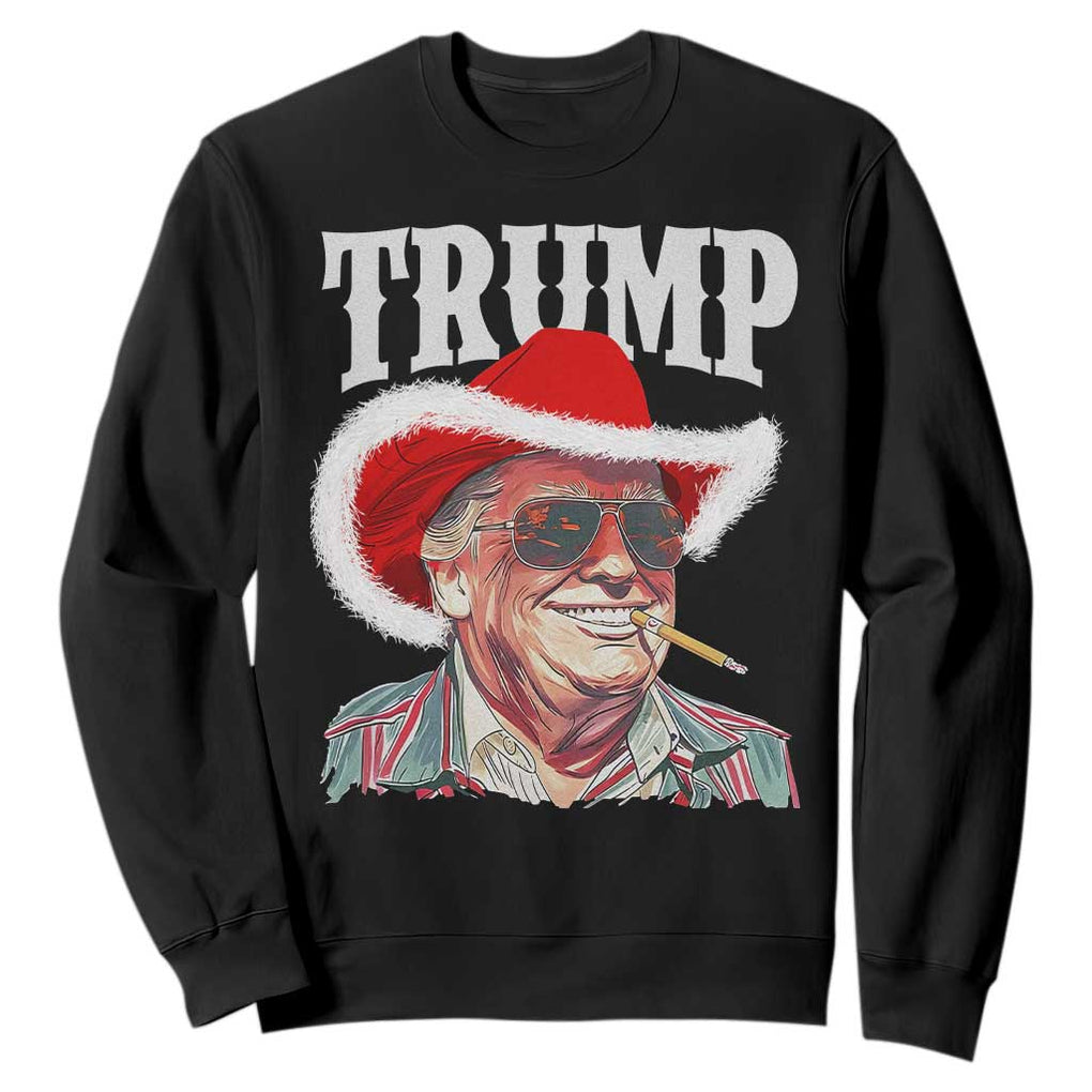 Christmas Trump Cowboy Sweatshirt Santa Donald TS02 Black Print Your Wear