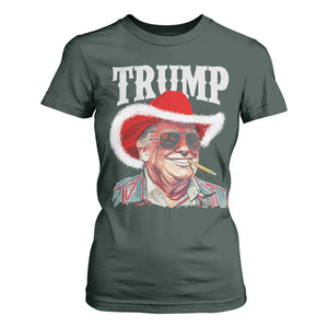 Christmas Trump Cowboy T Shirt For Women Santa Donald TS02 Dark Forest Green Print Your Wear