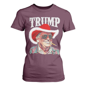 Christmas Trump Cowboy T Shirt For Women Santa Donald TS02 Maroon Print Your Wear