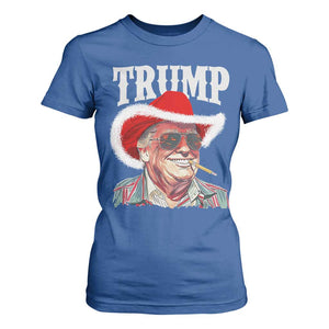 Christmas Trump Cowboy T Shirt For Women Santa Donald TS02 Royal Blue Print Your Wear