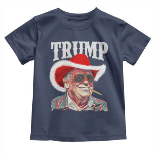 Christmas Trump Cowboy Toddler T Shirt Santa Donald TS02 Navy Print Your Wear