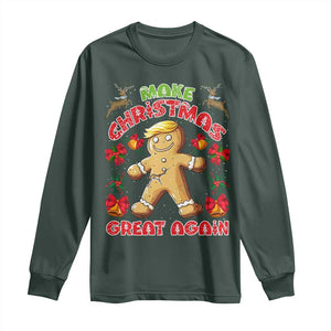 Christmas Trump Gingerbread Long Sleeve Shirt Make Xmas Great Again Funny Cookies TS02 Dark Forest Green Print Your Wear