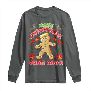 Christmas Trump Gingerbread Long Sleeve Shirt Make Xmas Great Again Funny Cookies TS02 Dark Heather Print Your Wear