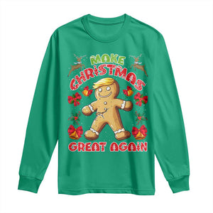 Christmas Trump Gingerbread Long Sleeve Shirt Make Xmas Great Again Funny Cookies TS02 Irish Green Print Your Wear