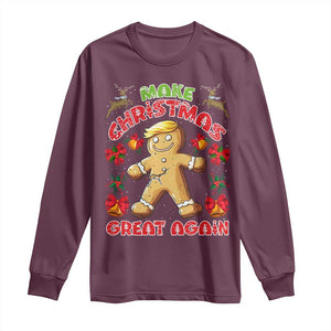 Christmas Trump Gingerbread Long Sleeve Shirt Make Xmas Great Again Funny Cookies TS02 Maroon Print Your Wear