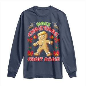 Christmas Trump Gingerbread Long Sleeve Shirt Make Xmas Great Again Funny Cookies TS02 Navy Print Your Wear