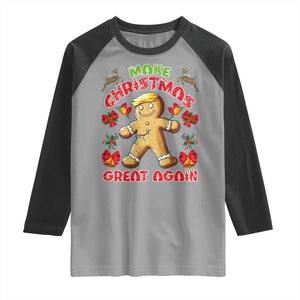 Christmas Trump Gingerbread Raglan Shirt Make Xmas Great Again Funny Cookies TS02 Sport Gray Black Print Your Wear